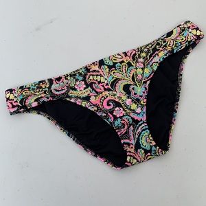 Victoria's Secret Beach Sexy Black Metallic Paisley Swim BIKINI BOTTOMS Large